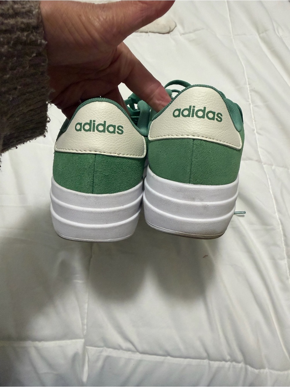 adidas Green Sneakers with Pink Stripes - Women's Lace-Up Casual - Picture 7 of 7
